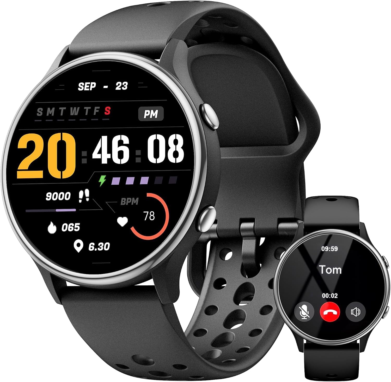 ICOMTOFIT Smart Watches for Women, Fitness Tracker with Heart Rate & SpO2 Monitor, IP67 Waterproof Activity Tracker for Men & Women, Smart Watch for iPhone & Android Black
