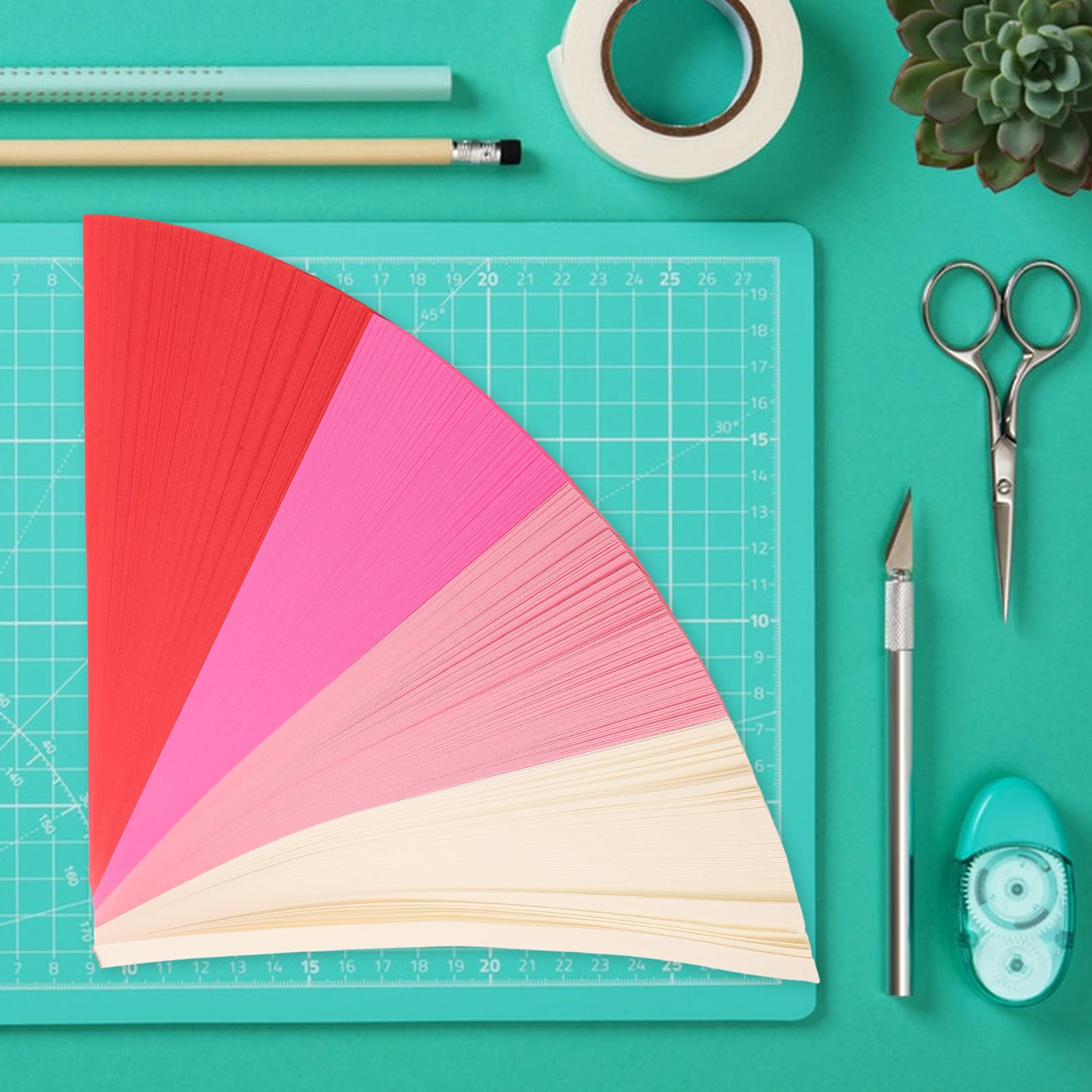 Healvian 5400 Origami Papierstreifen mit Farbverlauf Doppelseitig Rot Gradient Selbstgemacht Glücksstern Bastelpapier für Kreative Dekoration Feinmotorikfördernd Origami Sternpapier