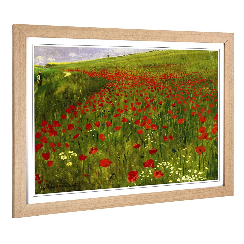 Big Box Art Framed Print of Pal Merse Meadow with Poppies Design | Wall Art Picture | Home Decor for Kitchen, Living, Dining Room, Bedroom, Hallway, Office, Oak, A2 / 24.5x18 Inch / 62x45cm