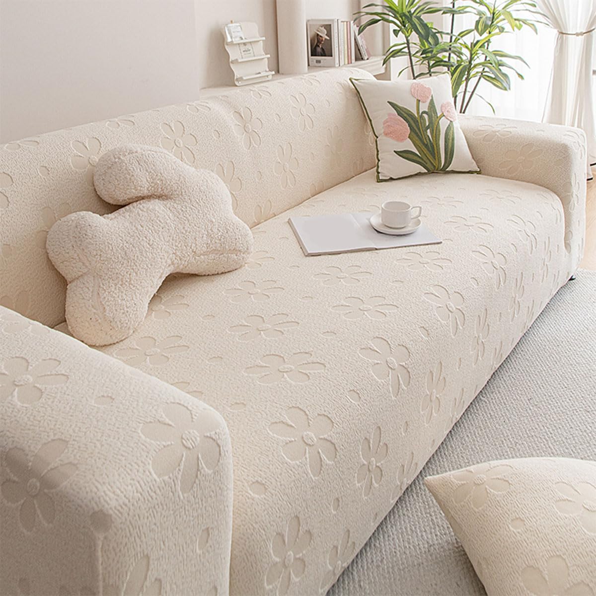 Housse canapé velours épais et extensible, protection meuble luxe