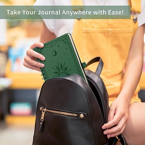 Miniatura 7 de EMSHOI Cuaderno de espiral A5 con forro para mujeres y hombres, grueso de 3.53 ozm, 140 páginas numeradas con rayas universitarias, cuaderno de tapa