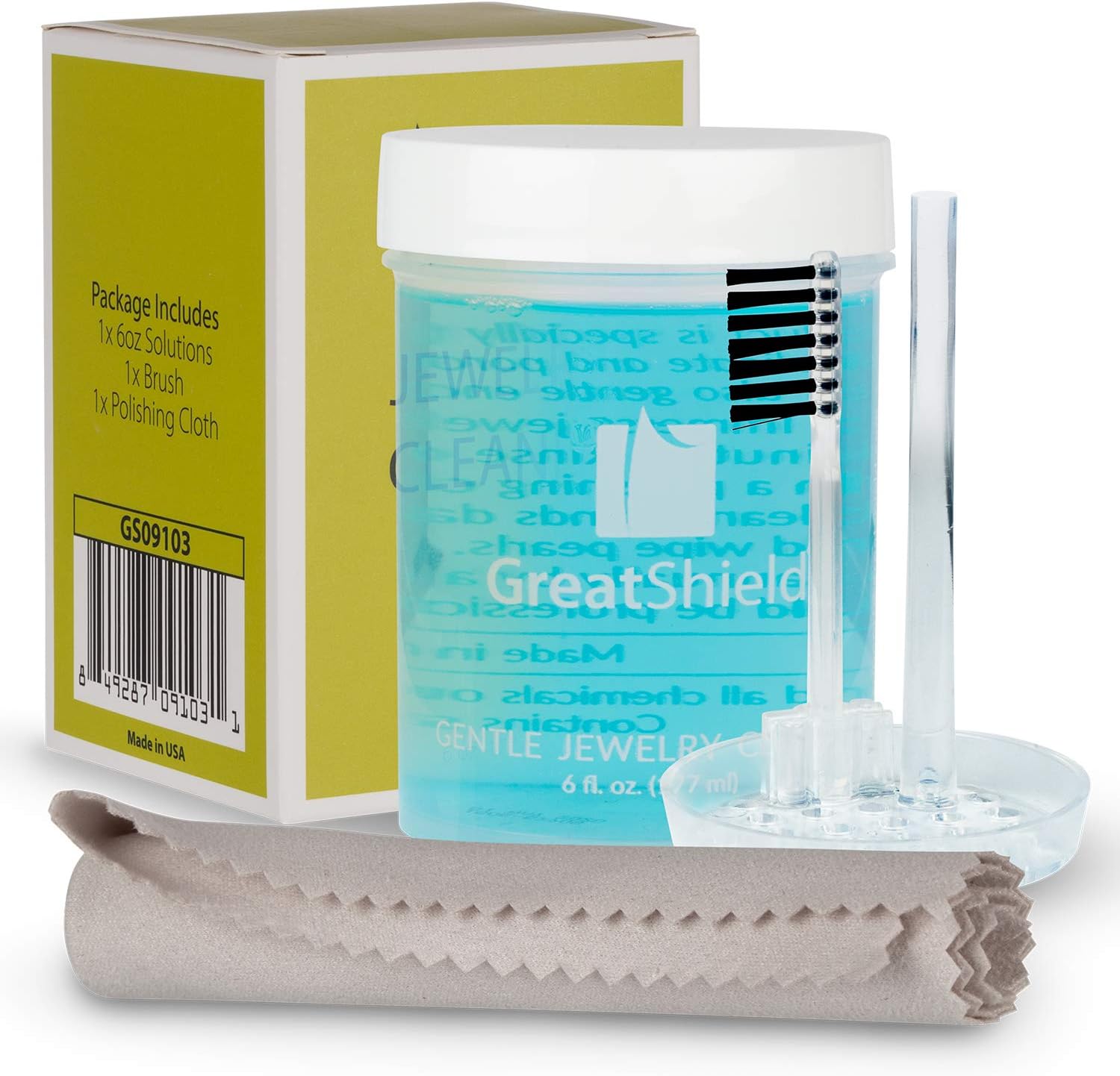 GreatShield Jewelry Liquid Cleaner Solution Kit With Gentle Brush, Cleaning Cloths And Basket for Gold, Silver, Diamond, Platinum Jewelry, Precious Stone, Suitable For Bracelet Rings Necklace Earrings : Clothing, Shoes & Jewelry