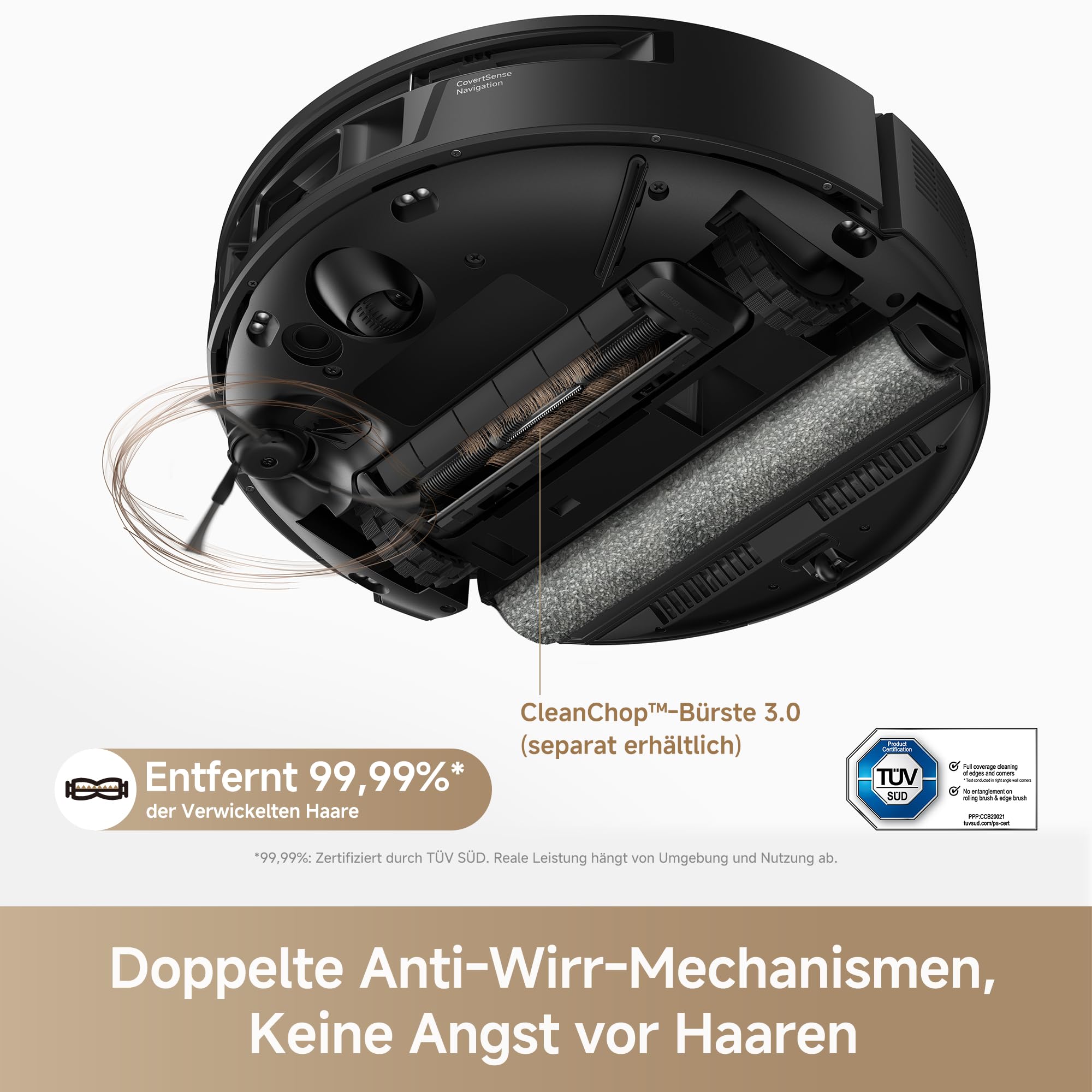 Mova S70 Roller Saug- und Wischroboter, Frischwasser-Wischen, 28.000 Pa, DToF+Linienlaser Hindernisvermeidung, 90mm flach, ausfahrbarer Mopp, 80°C Heißwasser-Selbstreinigung, 75°C Trocknung