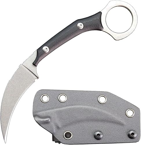 C1151 Cuchillo de hoja fija, hoja D2 y cuchillo de herramienta de mango G10, cuchillo EDC para acampar al aire libre senderismo (plata)