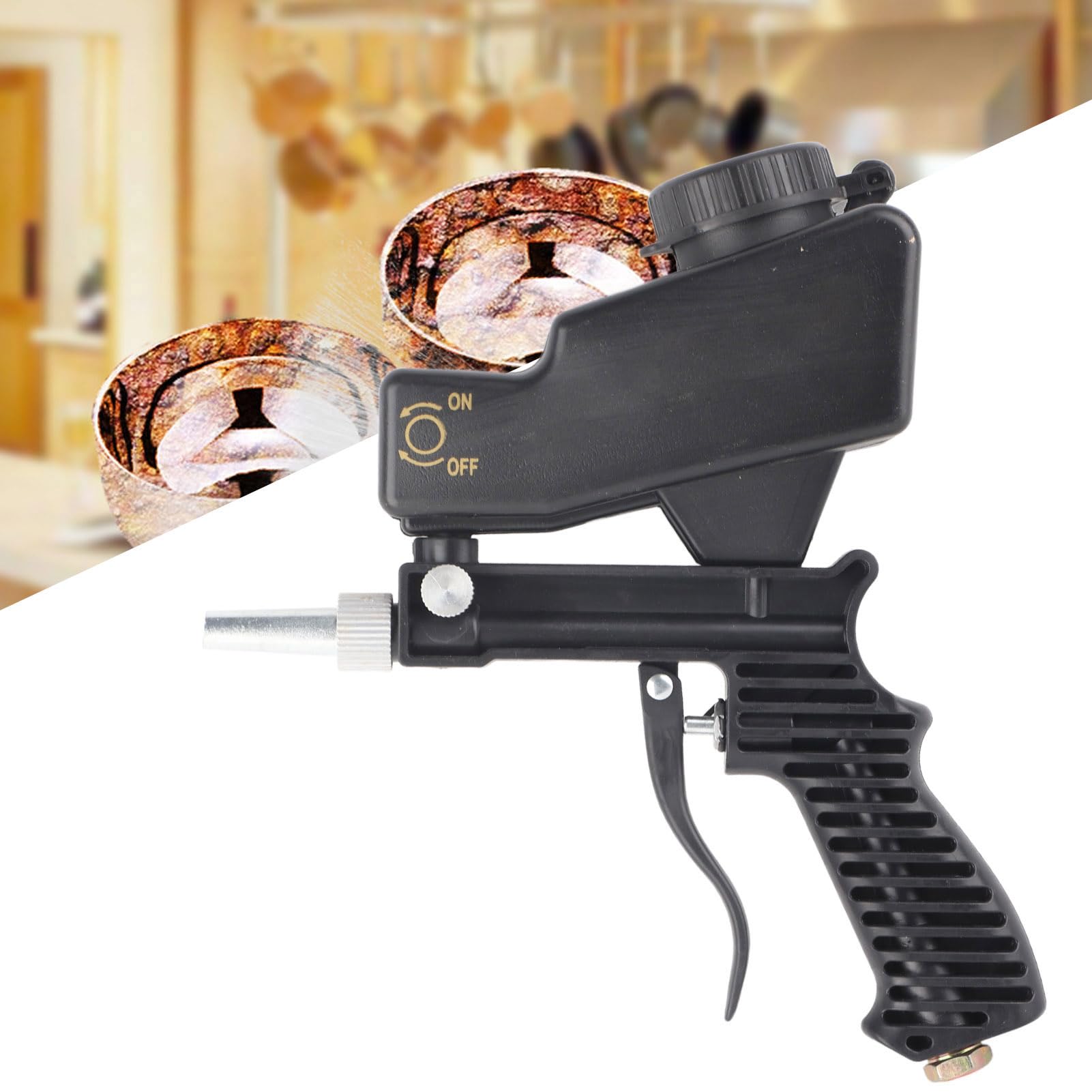 Leapiture Sandblaster Air Sand Blaster Portable Sandblasting Tool Set Kit for Spraying Cleaning (Black)