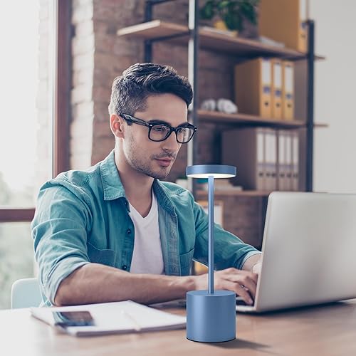 Miniatura 2 de Juego de 2 lámparas de mesa inalámbricas, lámpara de mesa recargable de 5000 mAh, lámpara de mesa LED de atenuación continua de 3 colores, luz de