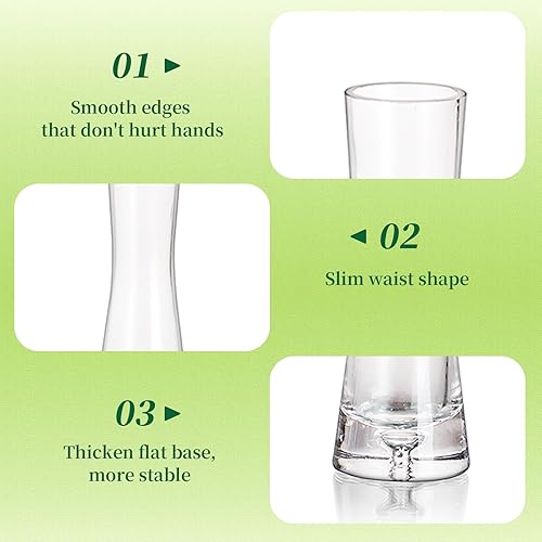 Miniatura 6 de Hewory Juego de 36 jarrones de cristal para centros de mesa, hechos a mano, moderno, transparente, pequeño, delgado, decorativo, florero,