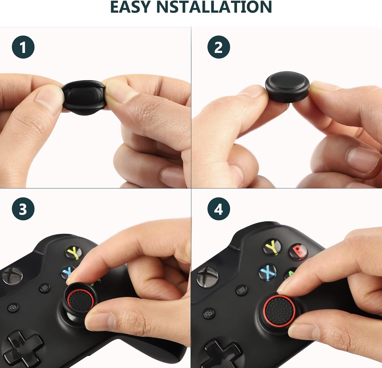 Xahpower 6PCS Non-Slip Silicone Thumb Cap for PS2, PS3, PS4, PS5, Xbox One, Series X/S, 360, Switch Pro, Wii U Game Controller (Black)