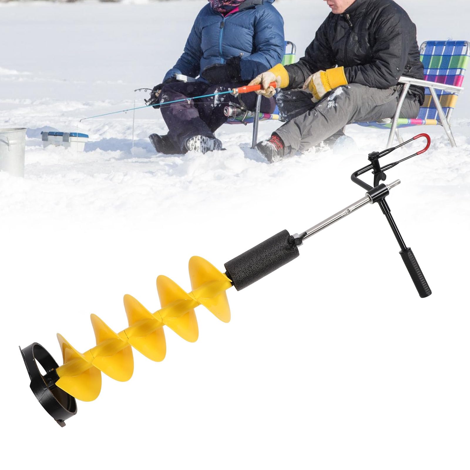 Generic Świder do Wiercenia Pod Lodem 8 Cali Nylon Lekki Trwały Łatwe Wiercenie do łowienia Pod Lodem Długość 28 Cali z Przedłużaczem 70 Cm