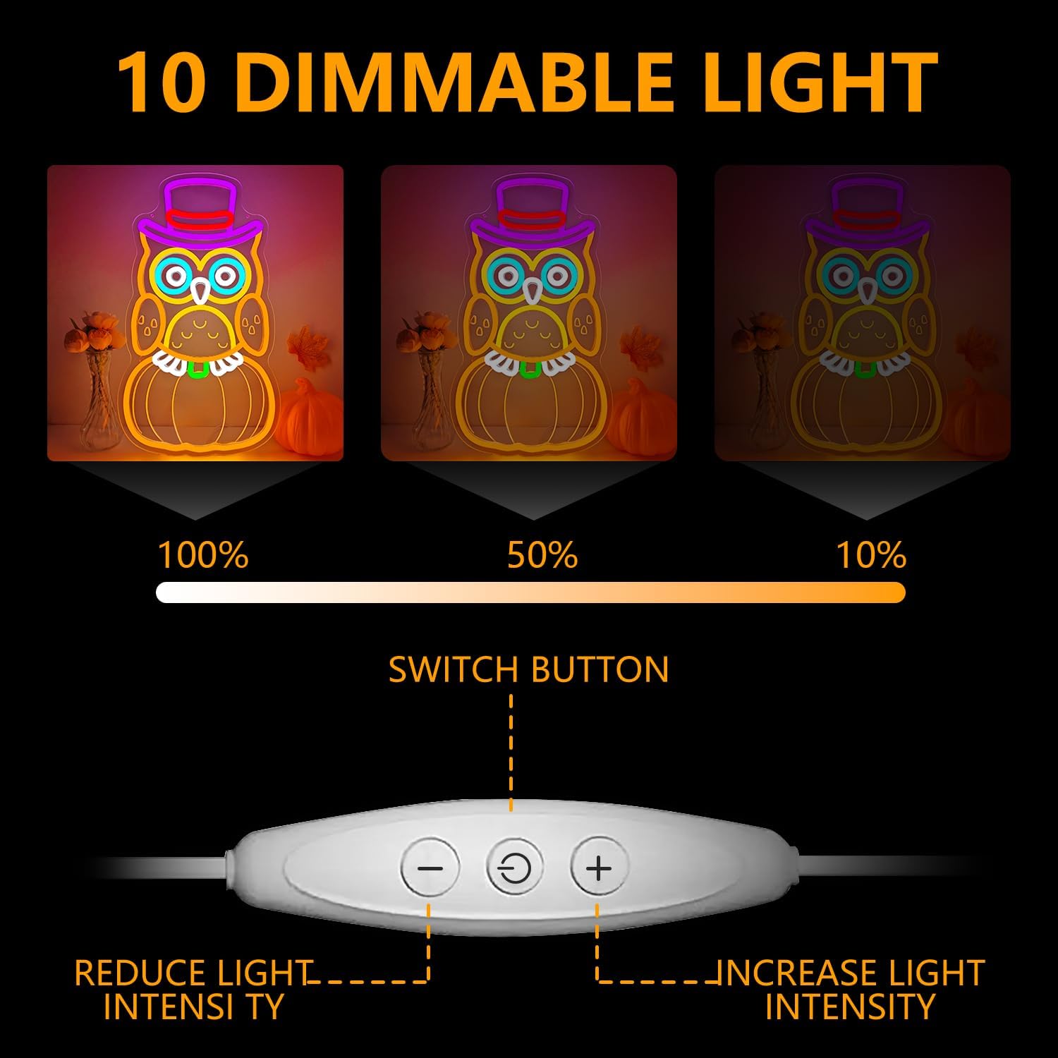 Thanksgiving Neon Sign for Wall Decor Pumpkin Owl Led Sign Thanksgiving Decor Fall Neon Light Up Sign for Owl Decor Thanksgiving Party Gift Wall Art Fireplace Bar Club Door Window