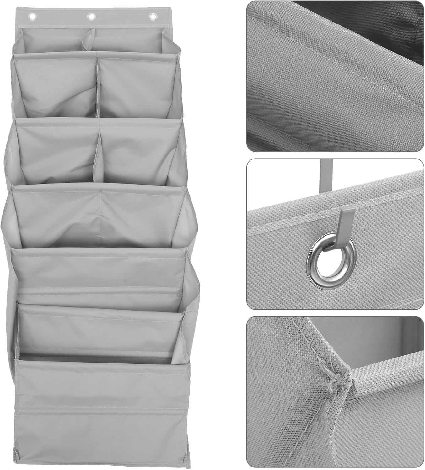 Wall Hanging Storage Bag for Door with 9 Compartments, Large Capacity Gray Closet Organizer, Multi-Function Hanging Pouch for Home Storage and Clutter Management