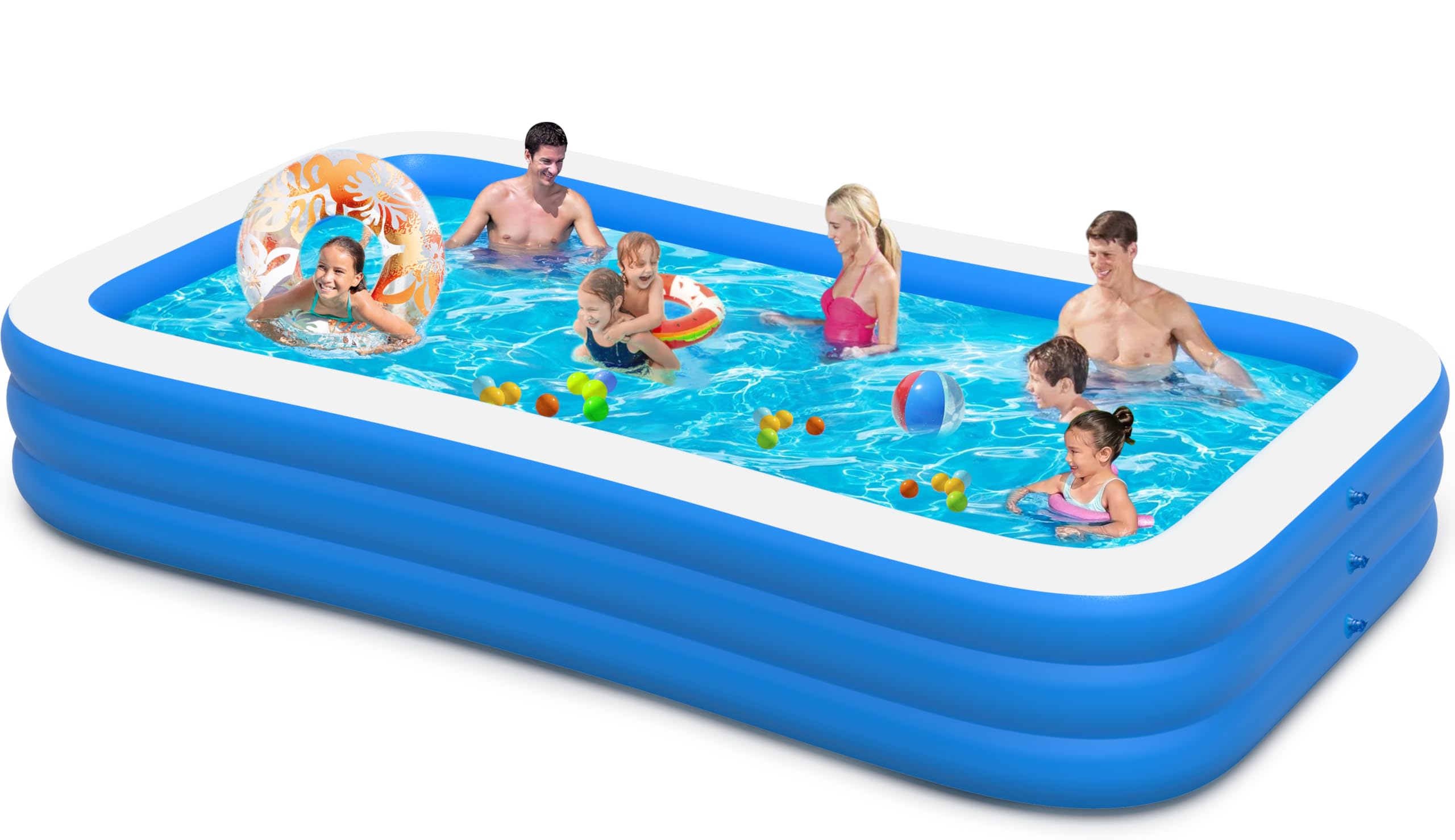 Extra Large Inflatable Swimming Pool with Pump for Adults, 130"x72"x22" Oversized Thickened Blow Up Pool Family Swimming Pools for Backyard, Outdoor, Garden, Summer Water Party