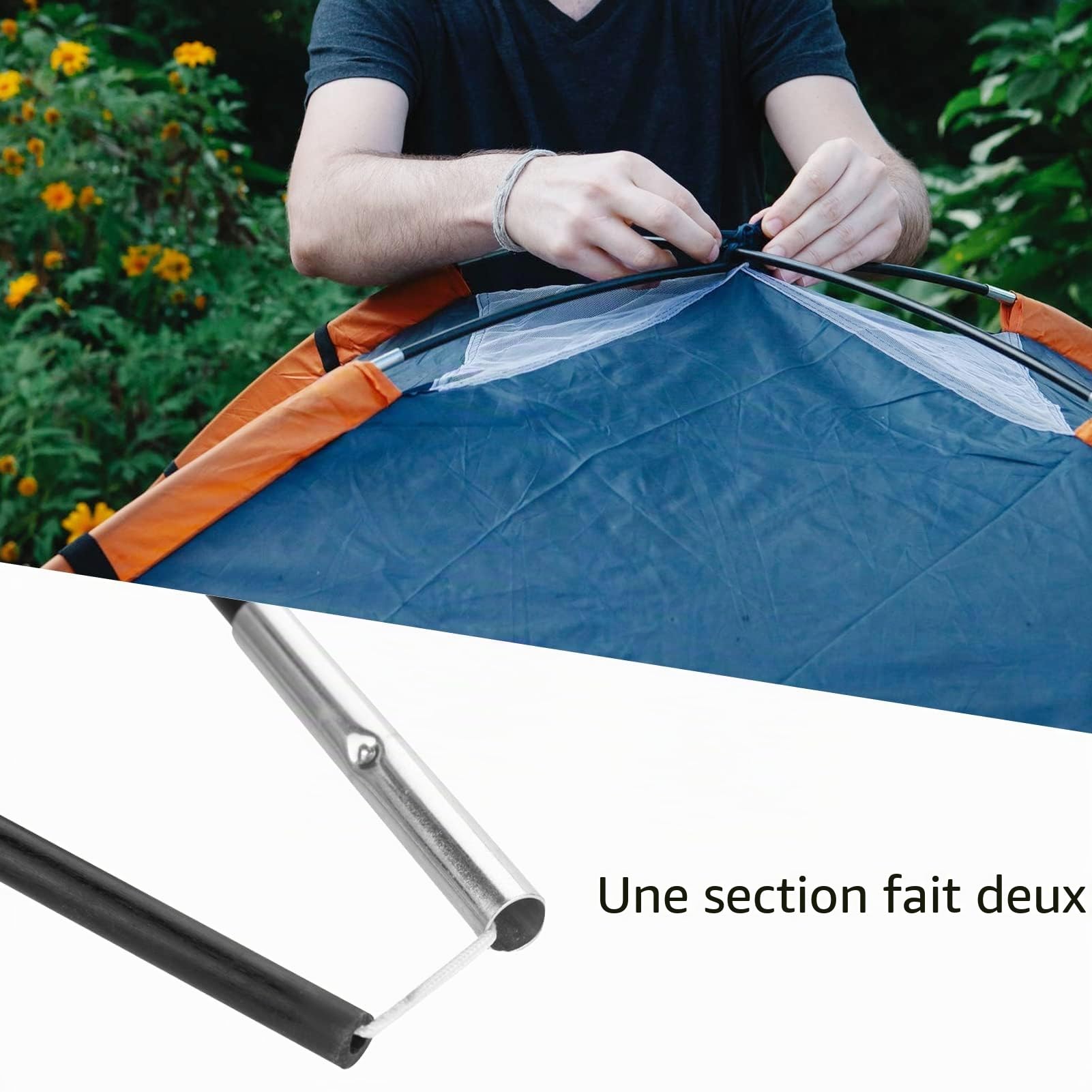 Arceaux De Tente, 2 Pièces Mât De Tente Tige, Poteau De Tente Mât De Tente Accessoires De Remplacement Barre Tige De Support Pliable pour Camping Randonnée
