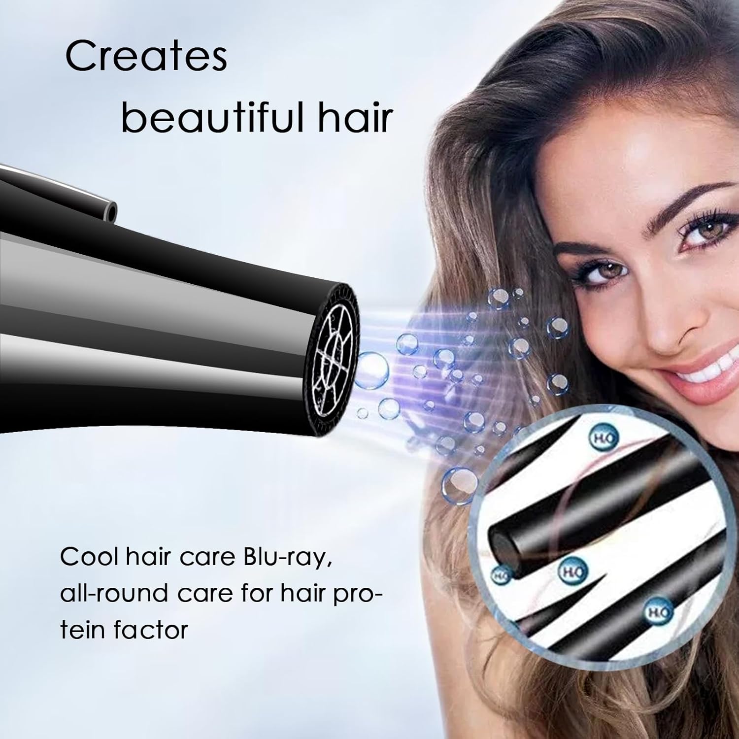 Professional Hair Dryer Blow Dryer Negative Ions 3500W Powerful Fast Drying Low Noise Long Cord Quick Dryer with Nozzle and Diffuser Hair Blow Dryer with 2 Speed and 3 Heat Settings - Image 2