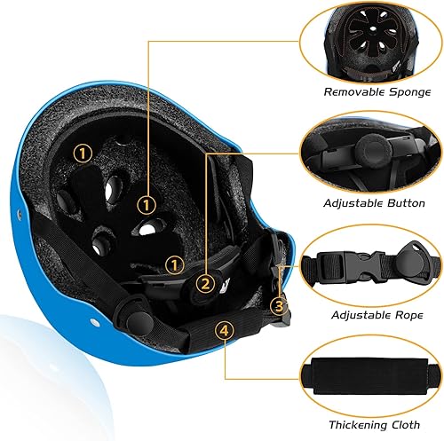 Miniatura 3 de Ledivo Kids Adjustable Helmet Suitable for Ages 3-14 Years Toddler Boys Girls, Sports Protective Gear Set Knee Elbow Wrist Pads for Bike Bicycle
