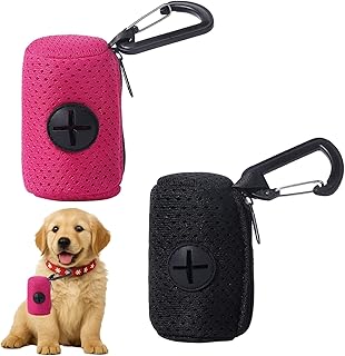 2 Stück Kotbeutelspender, Hundekotbeutelspender, Hundekotbeutelhalter in Schwarz und Rot, Leicht und Kompakt für Spaziergänge, Wanderungen und Tägliches Gassigehen product image