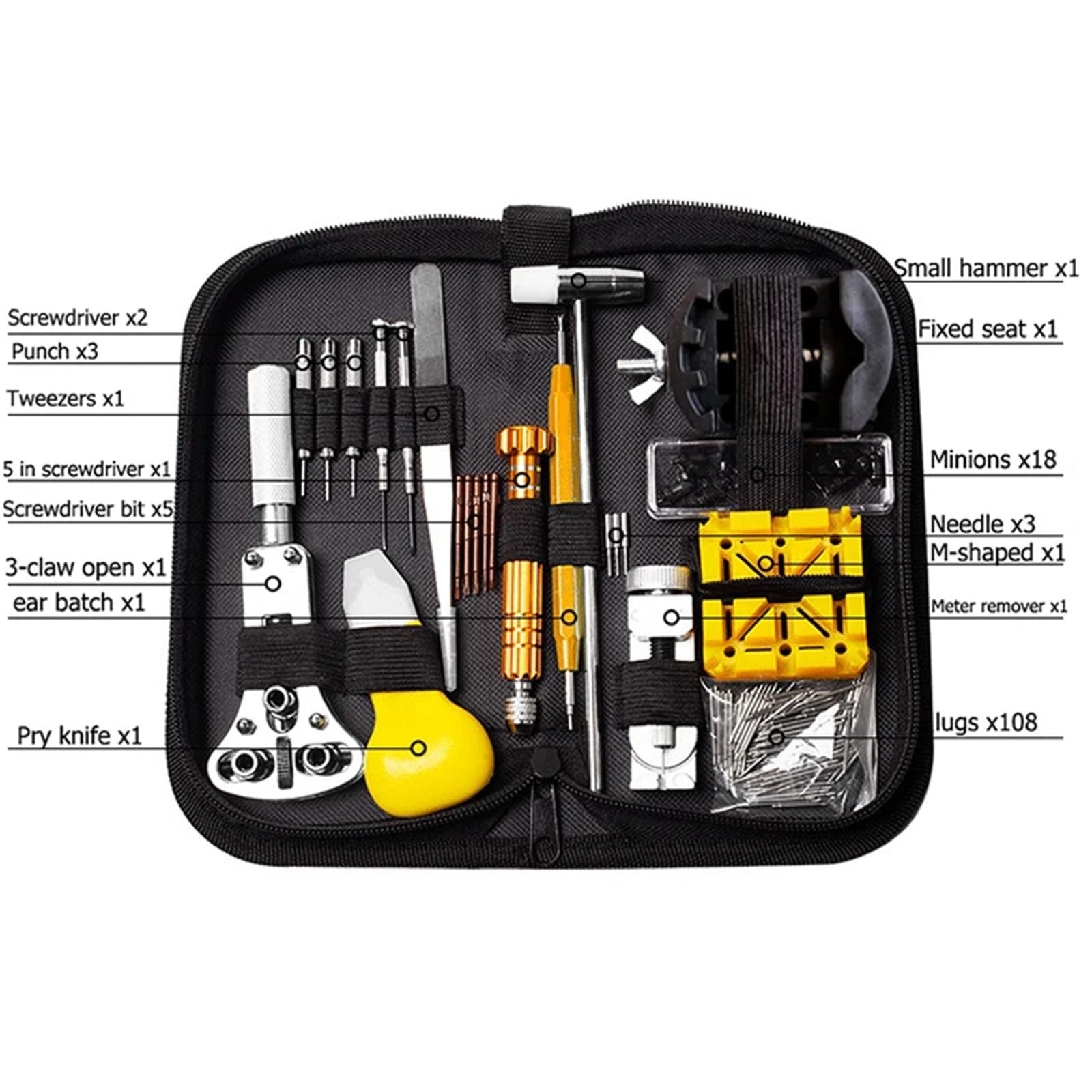 Uhrenreparaturset 158PCS Uhr Reparatur Tools Kit Uhr Uhrmacher Link Pin Auflösen Gehäuse Set Opener Frühling Bar Remover Batterie Ersatz Für Uhrenreparaturen