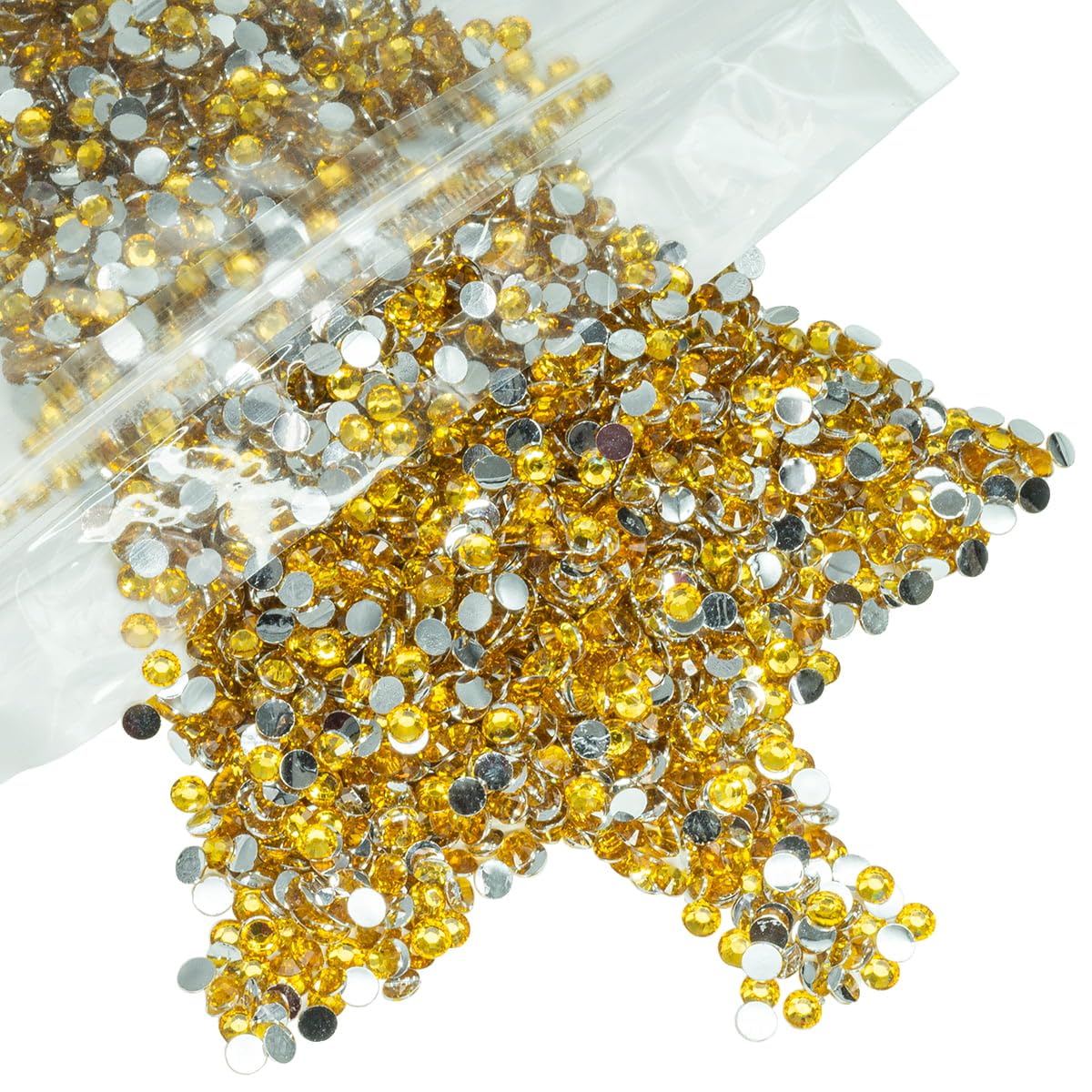 qiipiiqiipii 3000PCS 5mm Golden Yellow Crystal Resin Rhinestones for Crafts Bright Gold Flatback Rhinestones Bulk SS20 Non-Hotfix Yellow Stones Diamonds Crystals Gems for Face Eyes Mugs Tumblers DIY Crafts