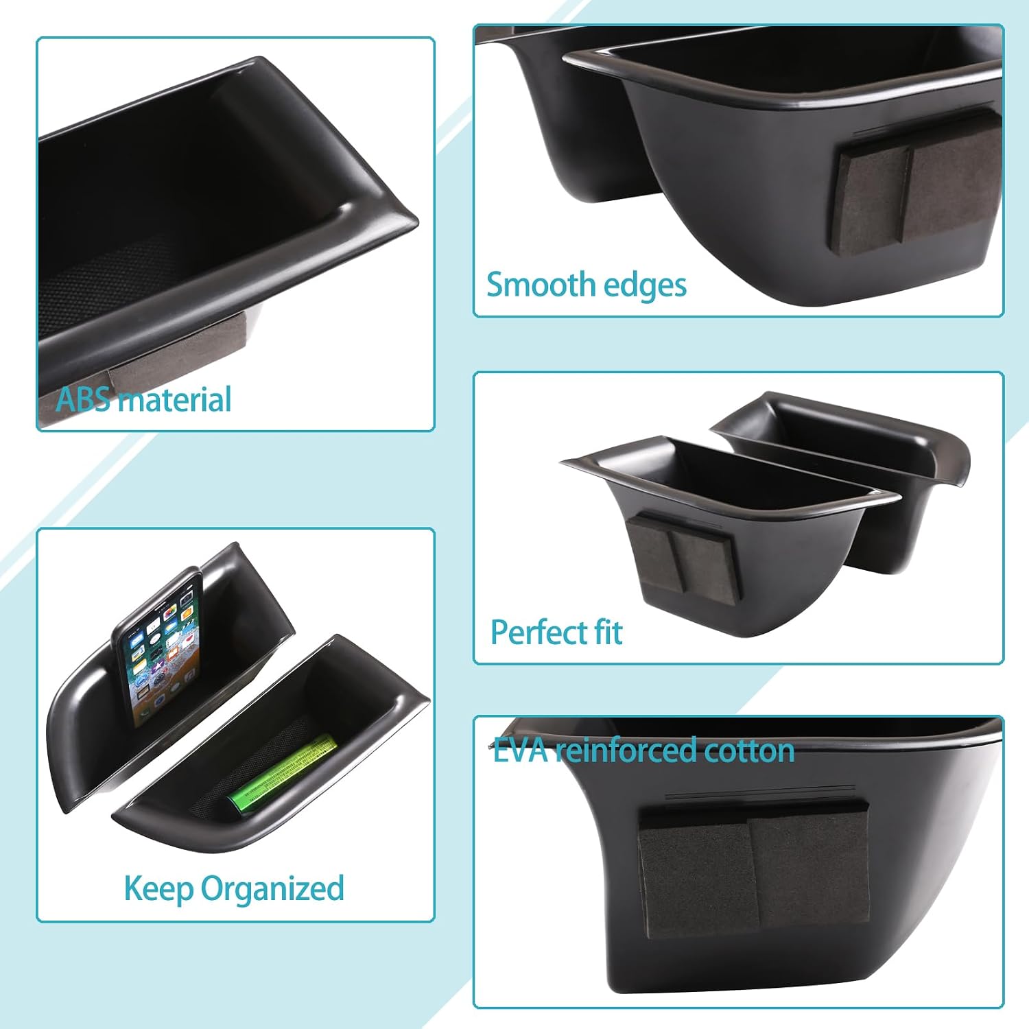 Aunginsy Front Door Storage Box - Compatible with Kia Sorento 2016-2020 - Side Storage Box Organizer - Armrest Pocket Tray Insert - Interior Accessories