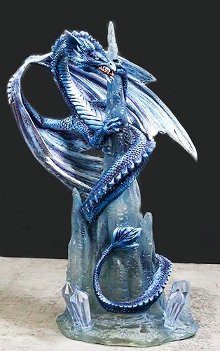 Miniatura 8 de Ebros Gift Estalactita congelada dragón azul aferrado a la montaña de hielo puntiagudo acantilado figura 10" H Calabozos y dragones estatua de
