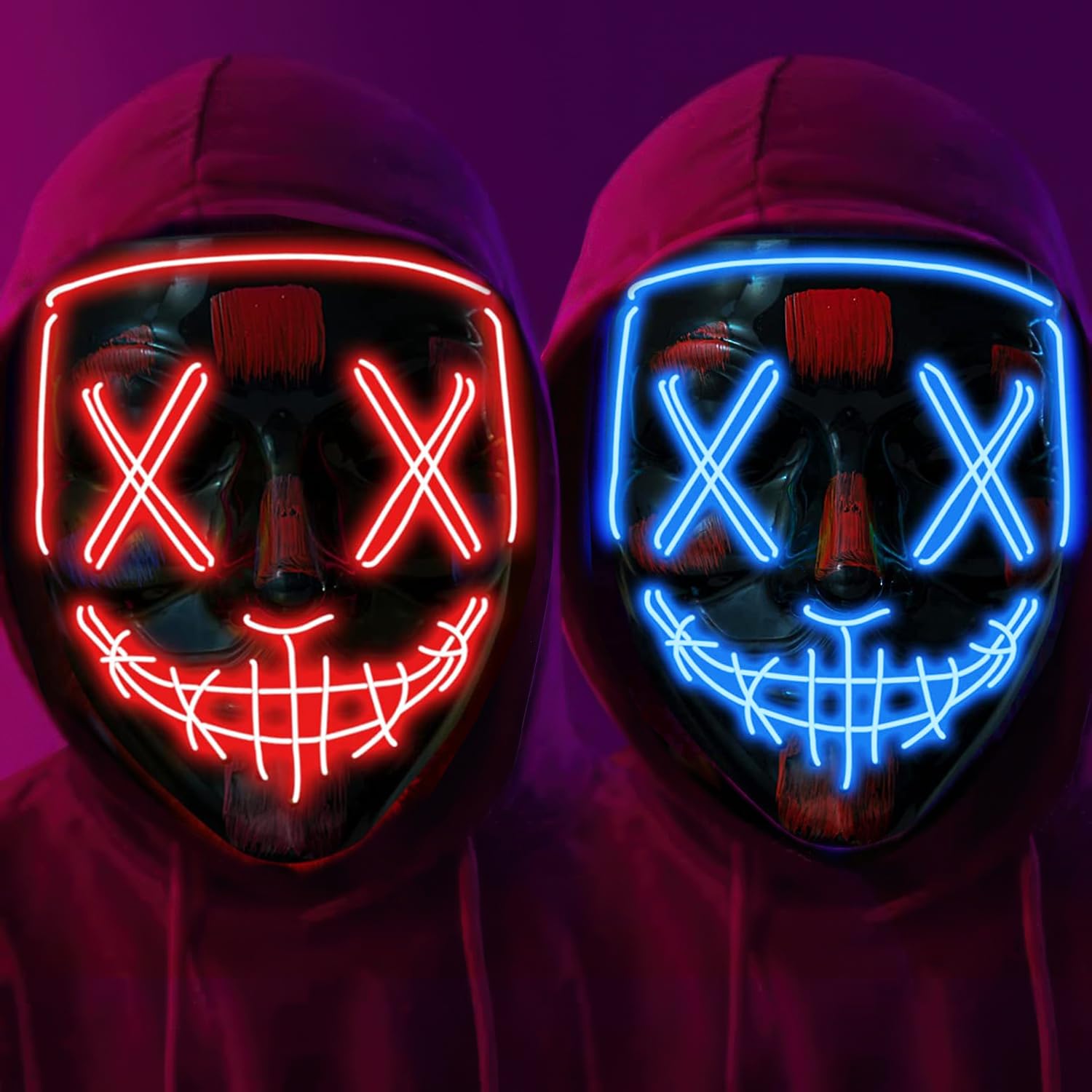 Halloween LED Light-Up Mask Scary Glowing Design for Cosplay Costume Parties Masquerade Carnival Ideal Gift