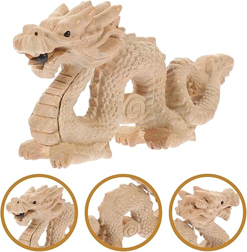 Miniatura 7 de ABOOFAN Estatua de madera china Feng Shui tallada de madera natural estatua de dragón escultura estatua de dragón buena suerte 2024 año año nuevo