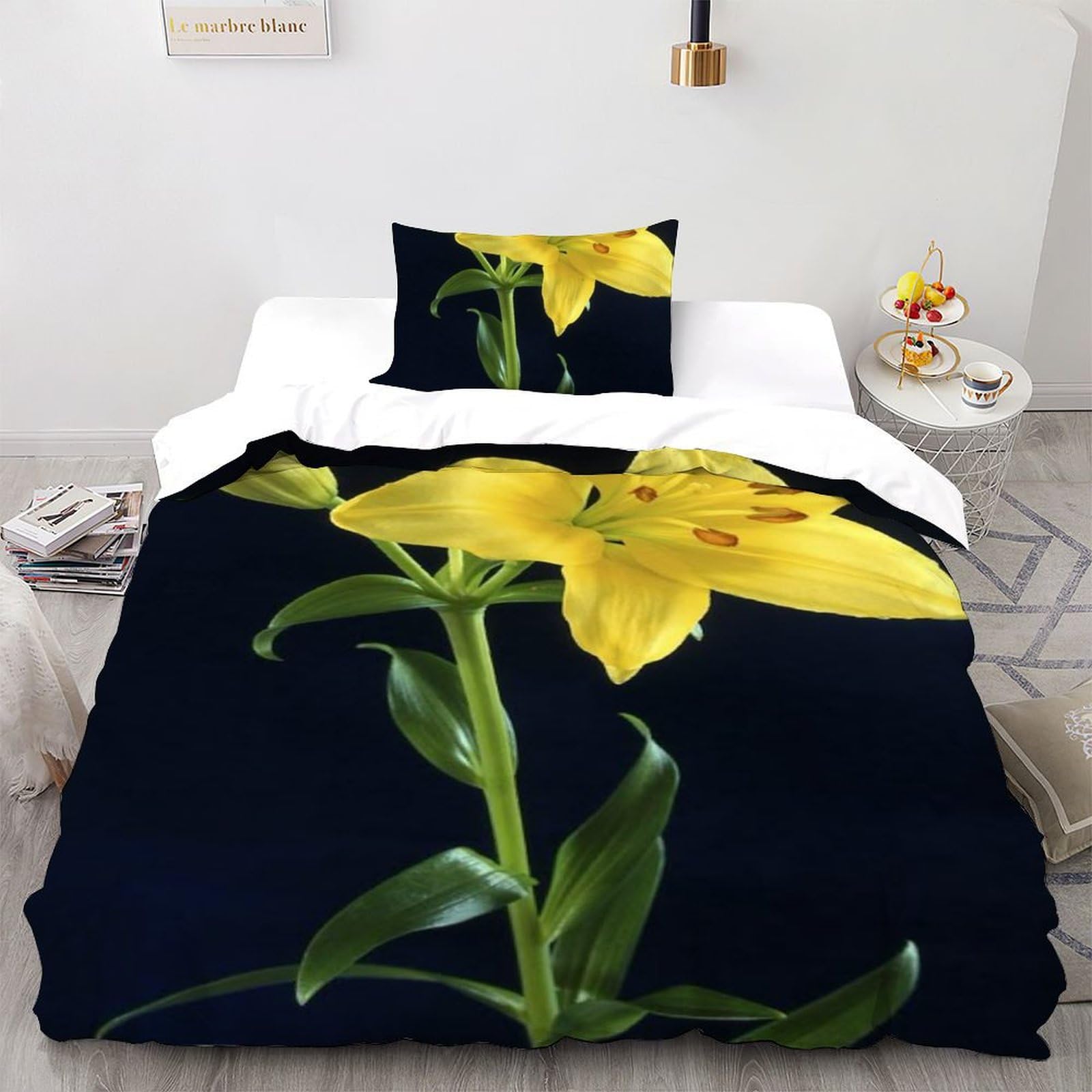Housse de couette haute qualité microfibre imprimé 3D plantes 135x200cm