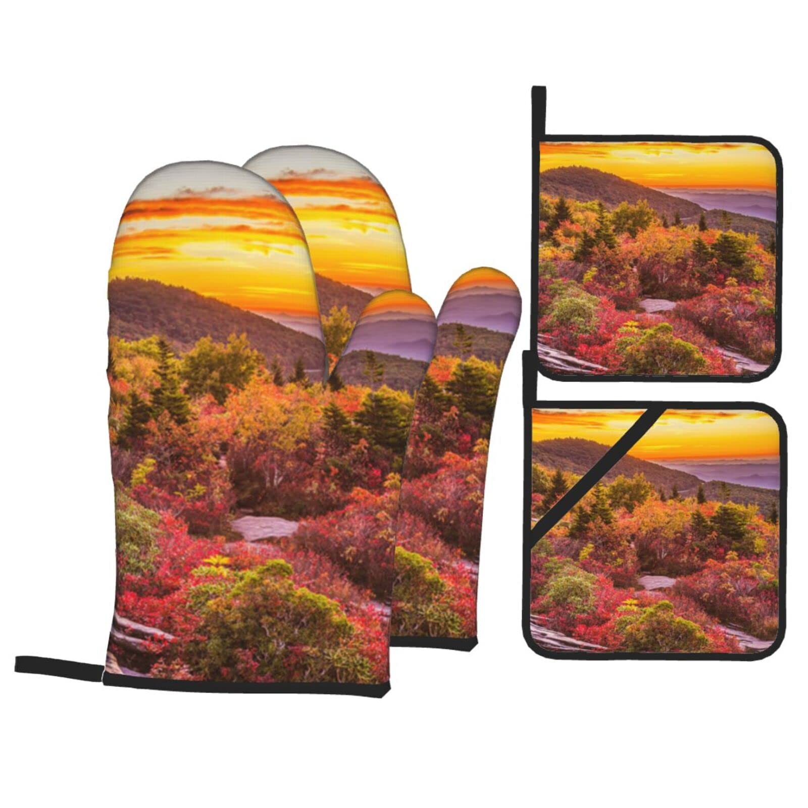 Lot de 4 maniques paysage d'automne résistantes à la chaleur pour cuisine