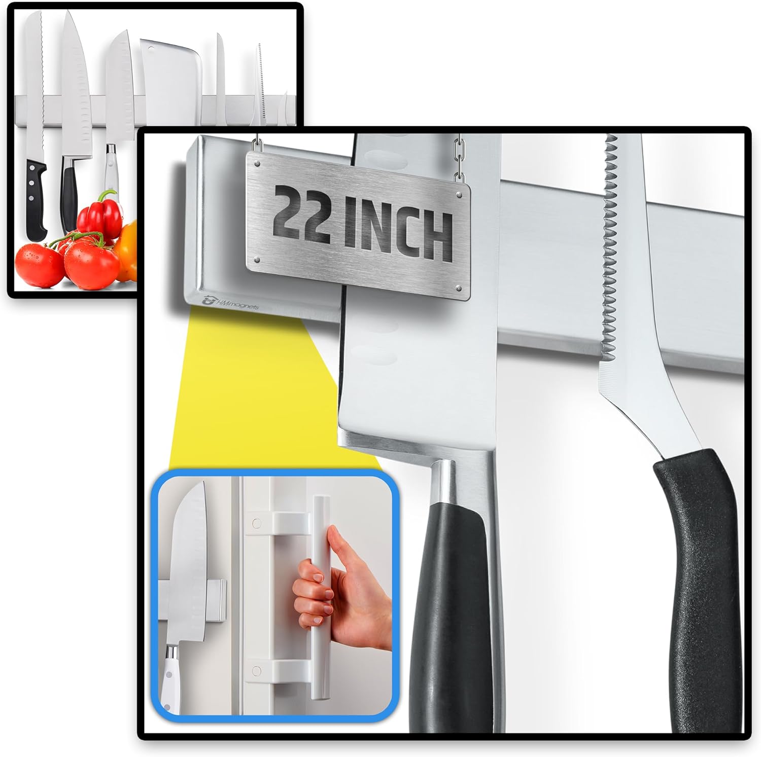 17" + 22" Magnetic Knife Holders for Fridge | Bundle
