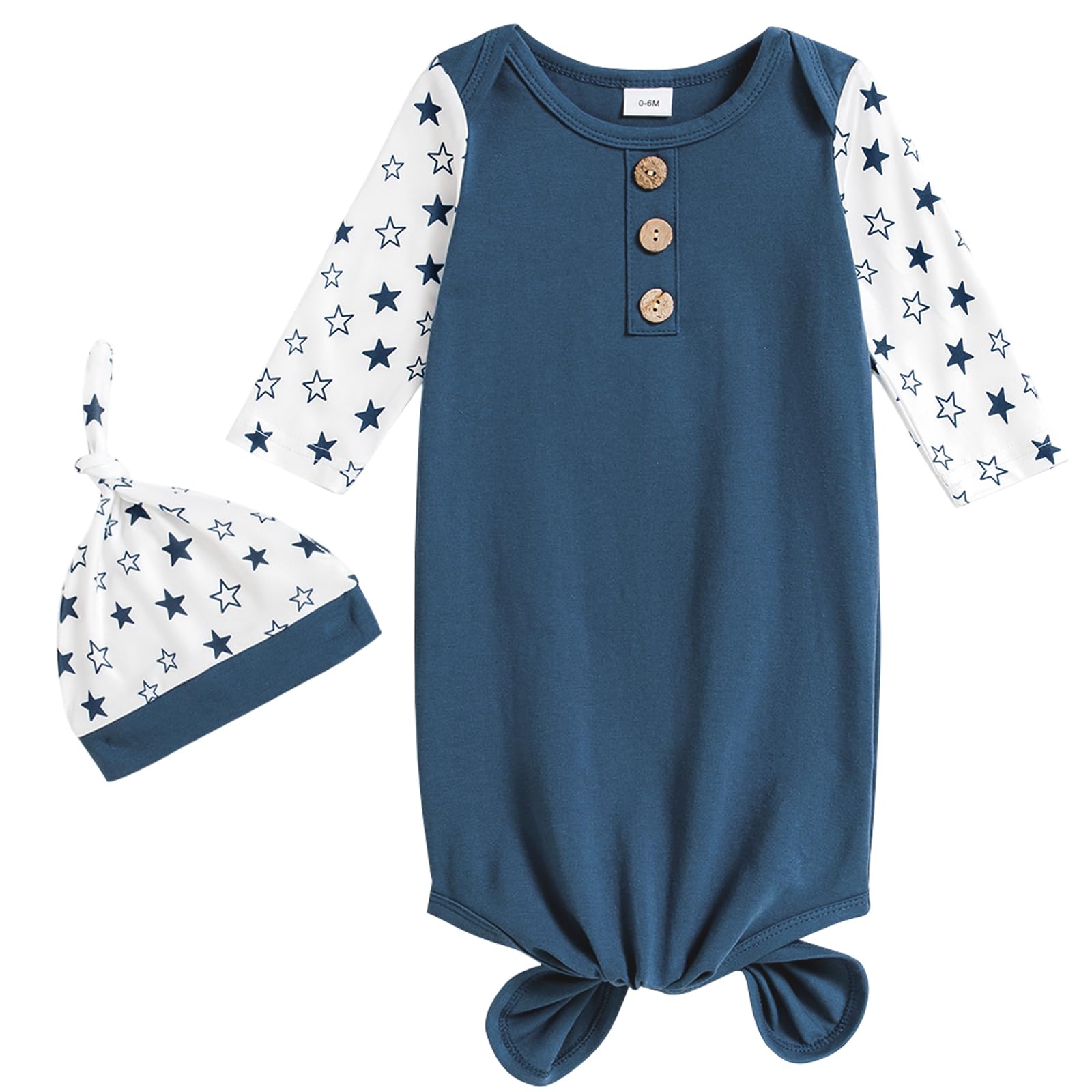 AMAWMW Newborn Baby Boys Girls Cartoon Sleeper Gown Long Sleeve Mountain Nightgown Hat Outfits