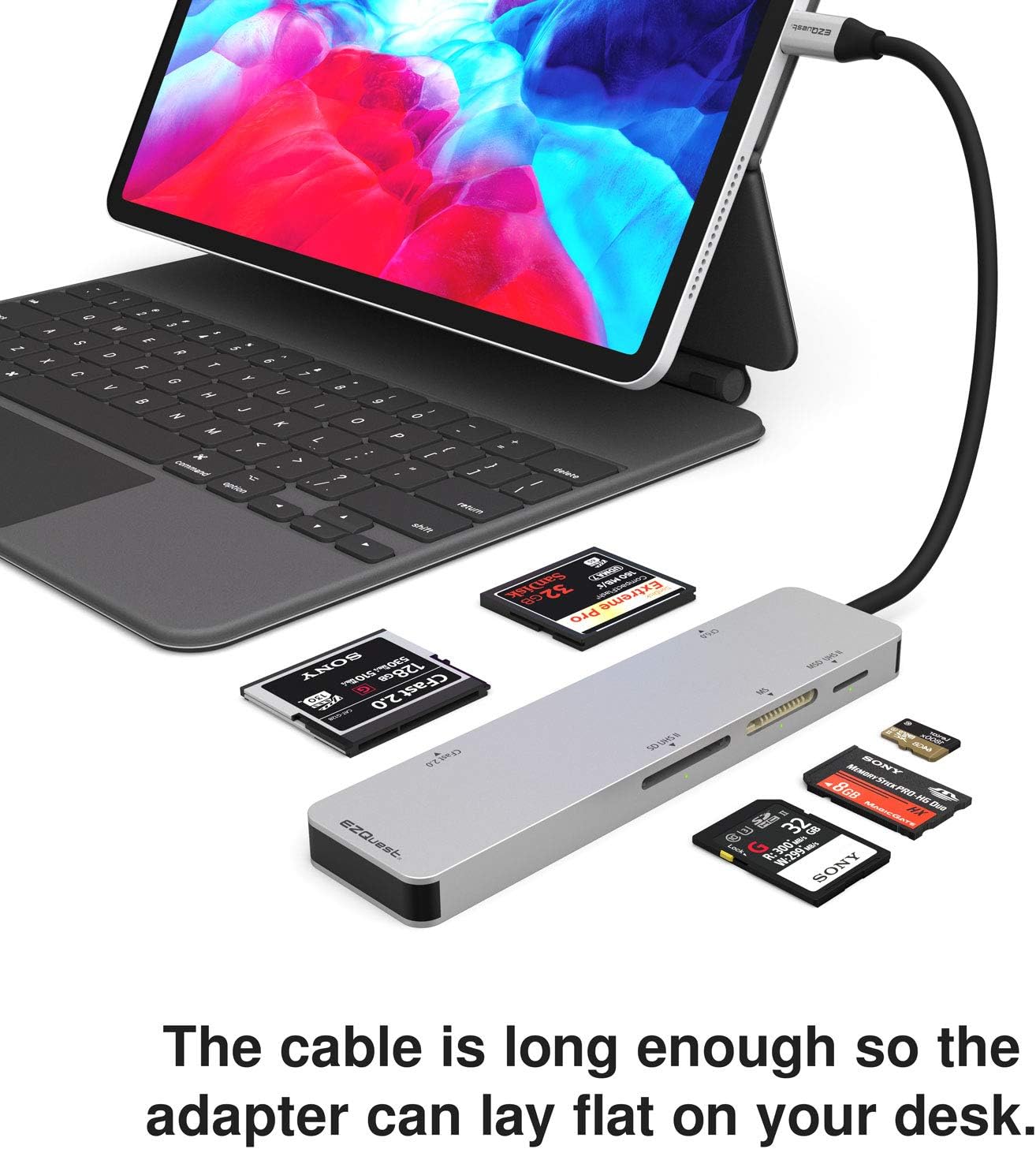 EZQuest USB C CFast 2.0 Card Reader 5 in 1 with UHS II SD, UHS II Micro SD, CF and MS - Portable USB C SD Card Reader Compatible with Laptops and Other Type C Devices