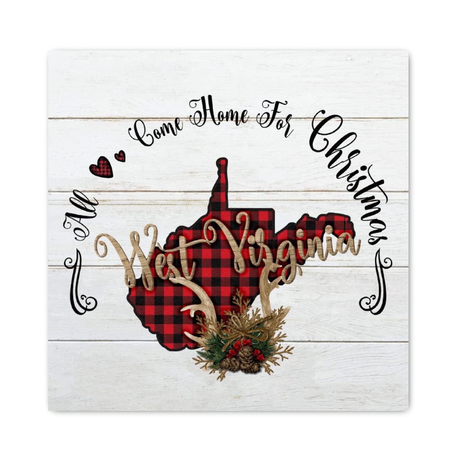 Panneau en bois décoratif WestVirginia All Come Home for Christmas salon et cuisine