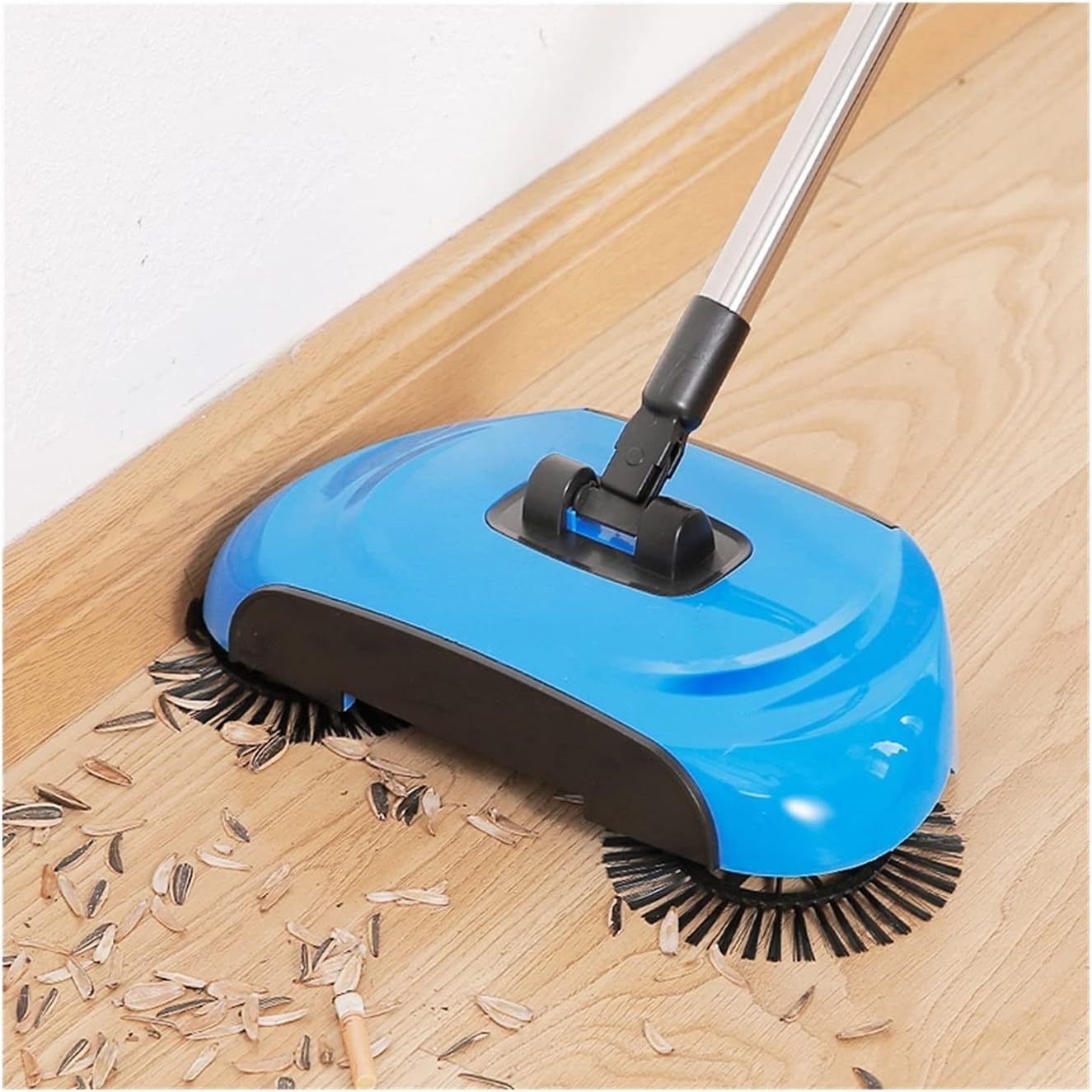 Stainless Steel Sweeping Machine Push Type Hand Push Magic Broom Dustpan Handle Household Cleaning Package Hand Push Sweeper mop Home Cleaner (Color : Red)
