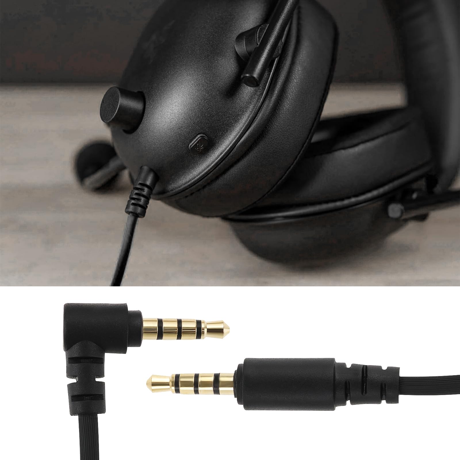 Create idea 1 x wygięty kabel audio 3,5 mm do gniazda 3,5 mm, kompatybilny z Razer BlackShark V2 Pro, kompatybilny ze słuchawkami do gier Razer Nari Ultimated 7.1 z dźwiękiem przestrzennym