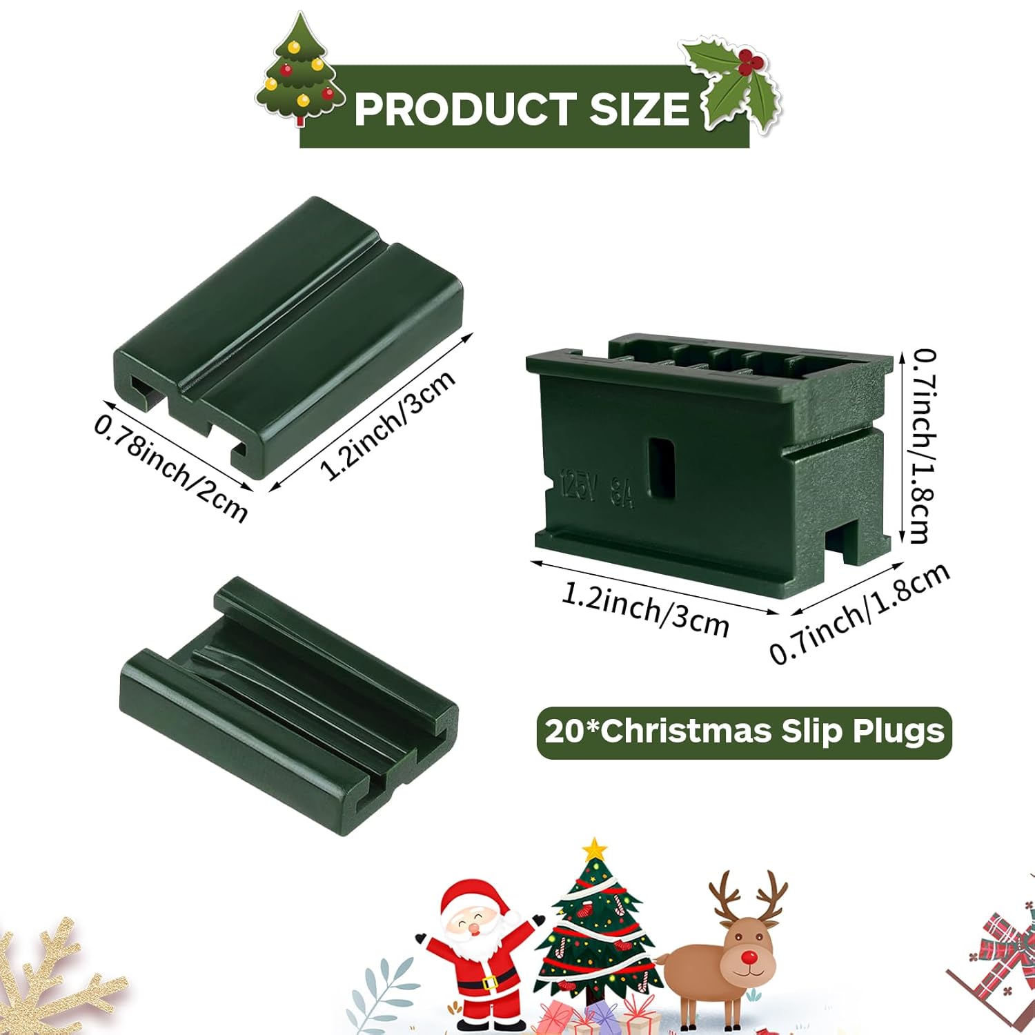 20 Pcs SPT-1 Christmas Lighting Vampire Plug, Male and Female Green Slip Plugs, Gilbert Zip Plugs, 20 Female and Male 2-in-1