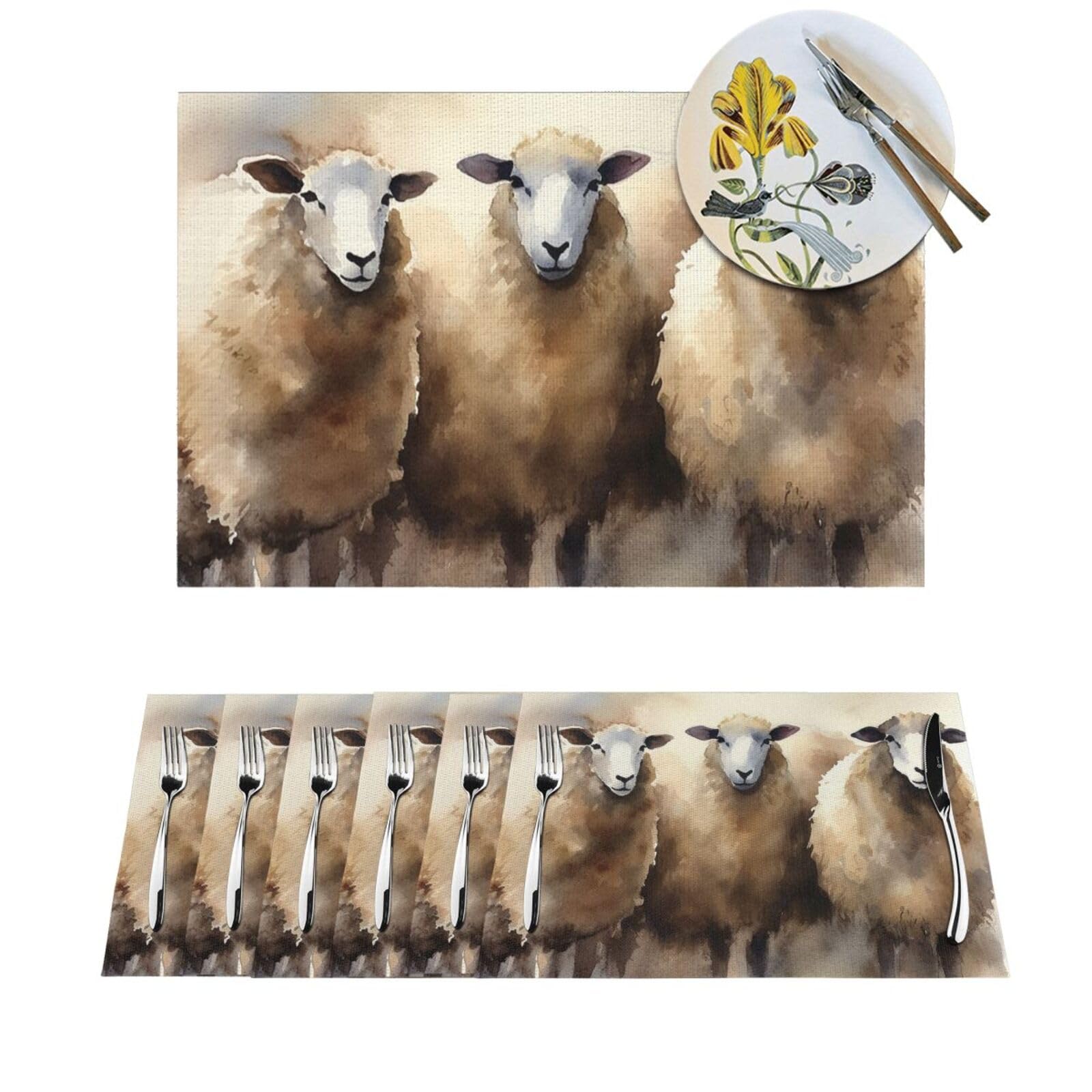 Sets de table aquarelle en PVC pour décoration de mariage et repas de fête