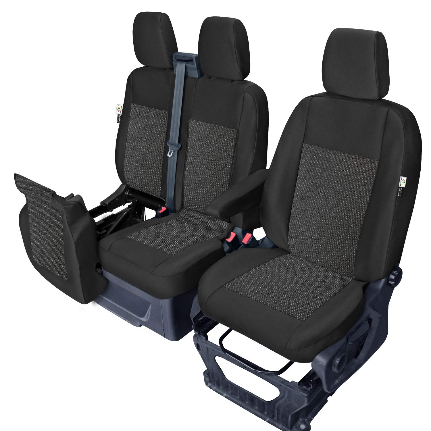 Coprisedili Kegel-Blazusiak su misura in Poliestere per Ford Transit Custom dal 2012 al 2018, Nero