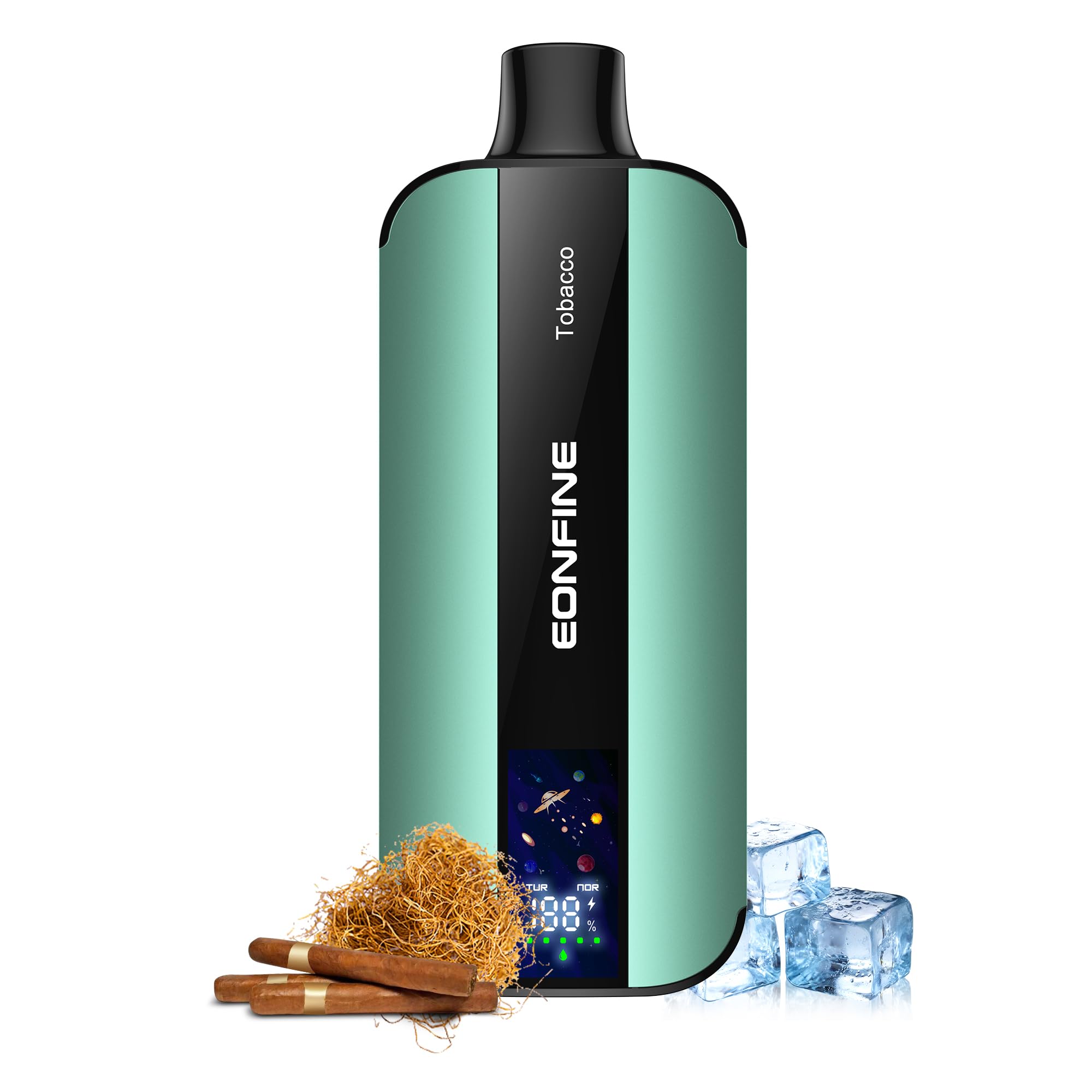 Eonfine 電子タバコ 使い捨て LEDスクリーン付き ベイプ 20000回吸引可能 vape 禁煙 爆煙 持ち運び ニコチン無し電子タバコ 水タバコ ニコチンタールなし 使い捨てベイブ ミントアイス