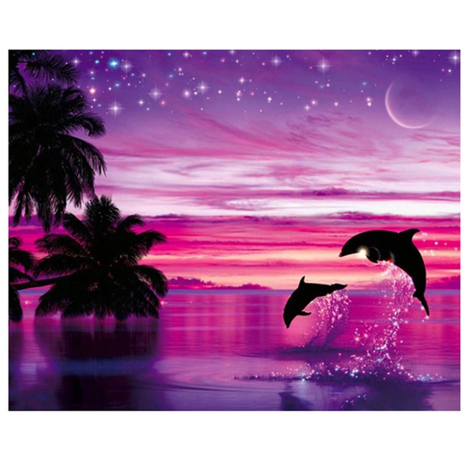 Peinture Diamant Adulte 5D Dauphin Arbre Strass Haute Brillance