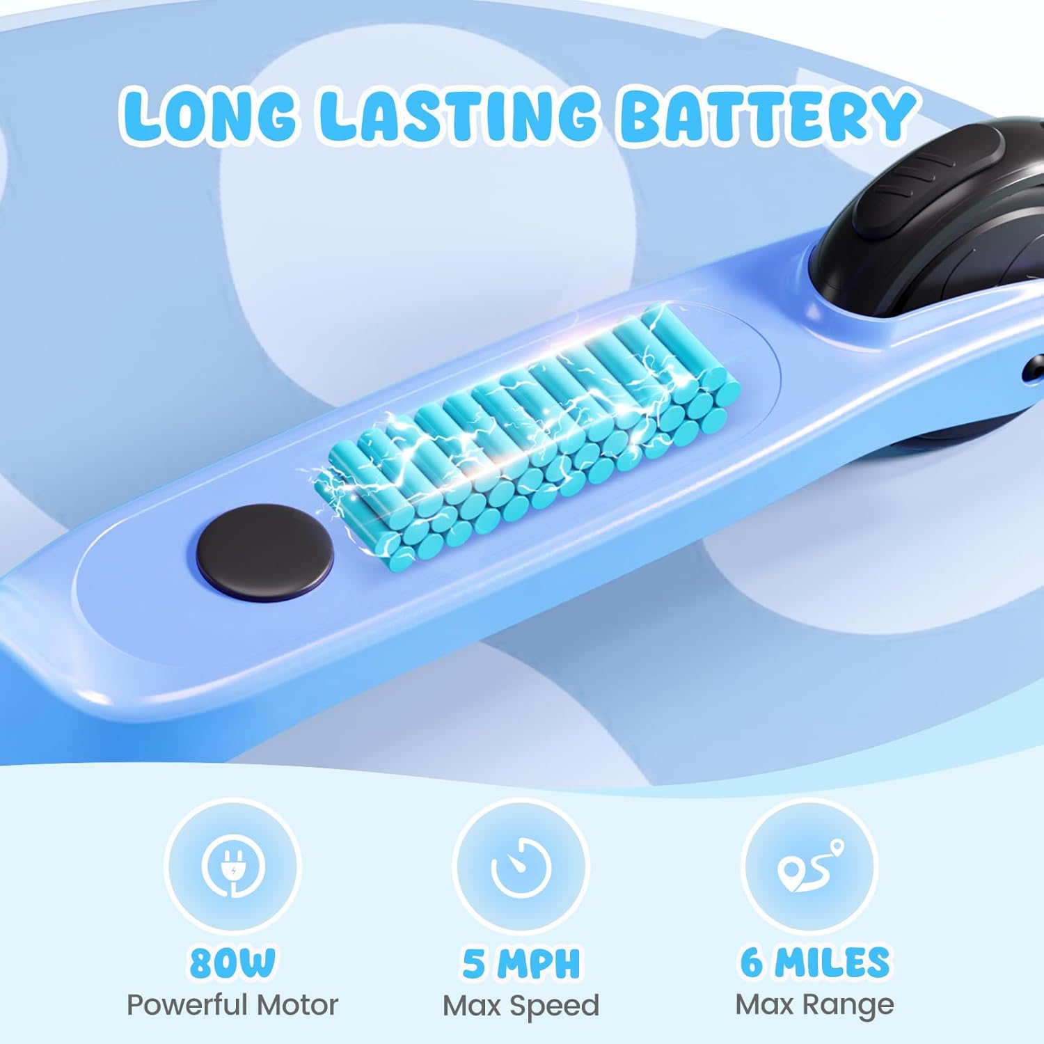 SISIGAD Electric Scooter for Kids Ages 6-12, LED Light-Up Deck, Kids Scooters with 3 Adjustment Levels Handlebar to 36 Inches High,5.3" Wheel UL Certificated Kick Scooter, (Blue)