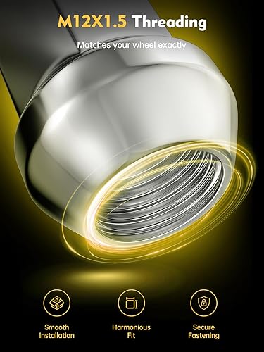 Vista 15 de MIKKUPPA Tuercas de llanta M12x1.5 – Repuesto para Fusion 2006-2020, Focus 2000-2023, rueda de escape 2001-2023 – 20 tuercas negras de extremo