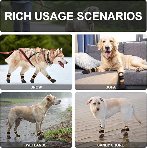 Miniatura 14 de BEAUTYZOO Calcetines antideslizantes para perros, zapatos para perros para pavimento caliente/frío, nieve y días de lluvia, botines de agarre