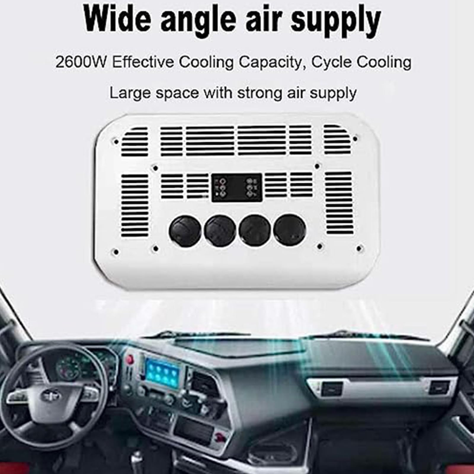 12V/24V CC aire acondicionado para techo de coche, ultrafino, para furgonetas, todoterrenos, camiones, caravanas, tractores, excavadoras, sist-ema ventilación coche, compresor aire White-12V