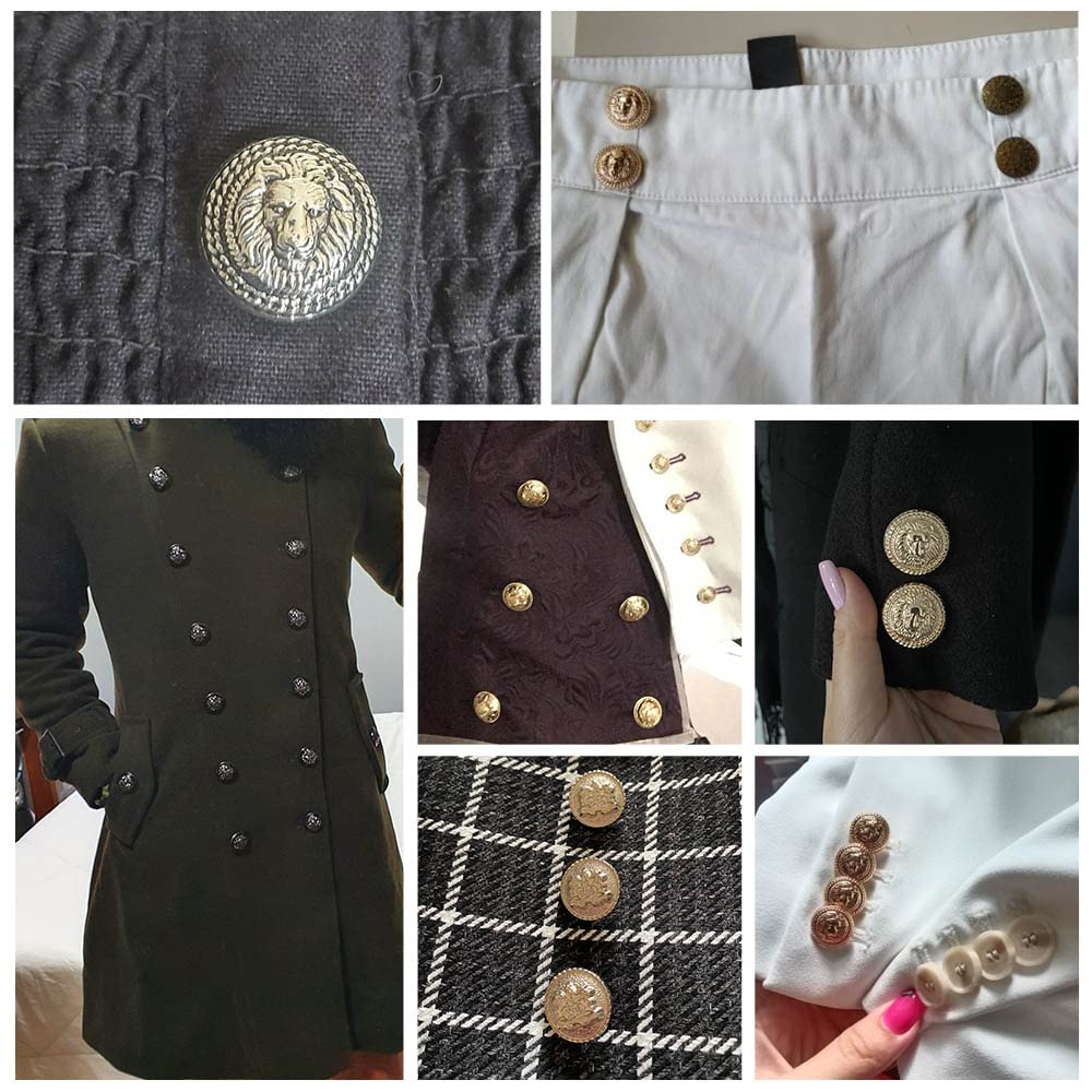 Guziki w stylu vintage Guzik 5 sztuk pusty metalowy guzik czarne srebrne złote guziki okrągły ozdobny guzik na ubrania akcesoria do szycia DIY rzemiosło 14-27mm guziki(Gold2,14mm)