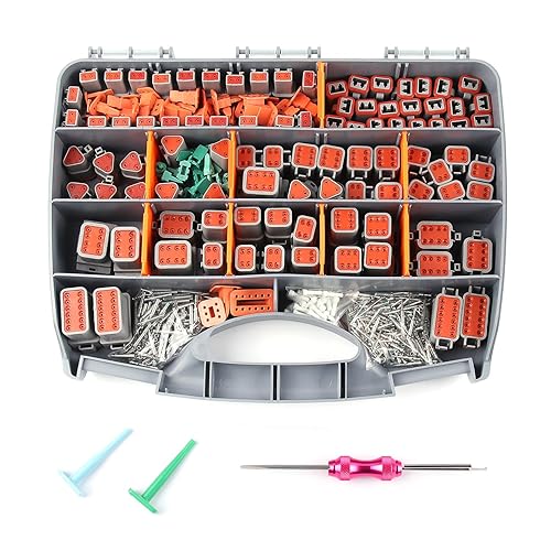 Deutsch - Kit de conectores DT de 635 piezas, conectores DT de 2/3/4/6/8/12 pines con herramienta de extracción, contactos de terminales sólidos de