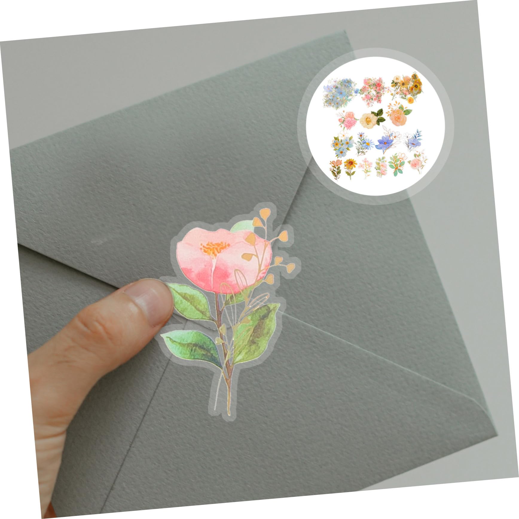 Gadpiparty 12 Set Adesivi Floreali per Scrapbooking Adesivi Decorativi Trasparenti e Impermeabili per Album e Stile e Creativo con Motivi e Piante
