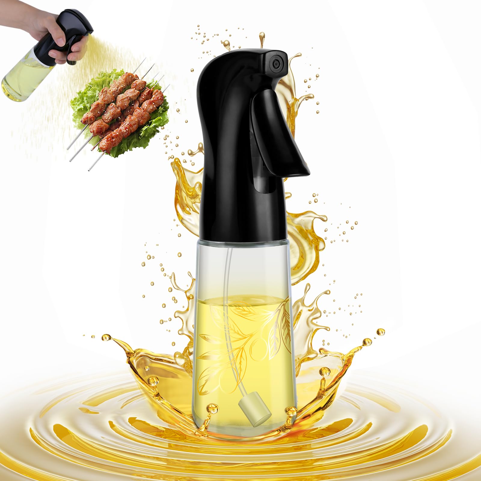 Botella Pulverizadora De Aceite De Oliva De Vidrio Verde 5 Oz, Con Boquilla De Spray Fino