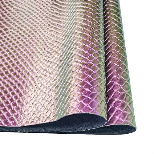 Miniatura 4 de HYANG - Hojas holográficas de piel de serpiente en relieve, color morado oscuro, 1 rollo de 12 x 53 pulgadas, el cuero es muy adecuado para aretes
