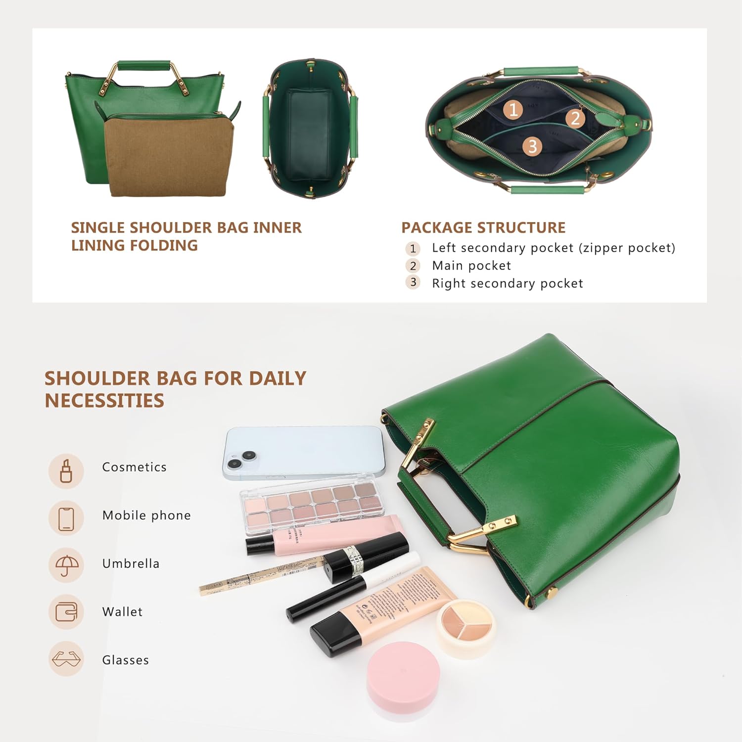 SADI Genuine Leather Designer Handbags for Women, Women's Crossbody/Shoulder/Handbags with Adjustable Shoulder Strap - Image 5