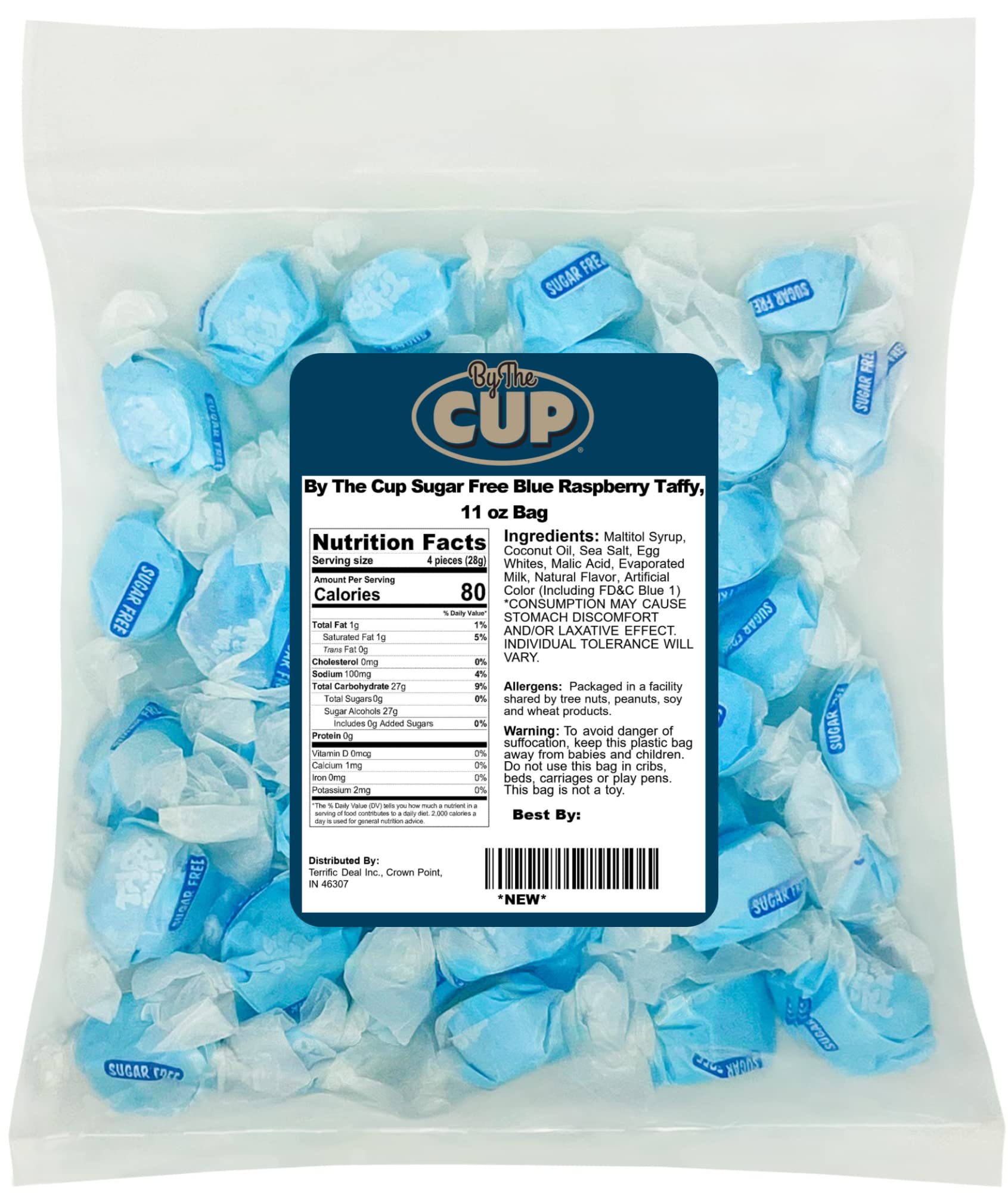 By The CupSugar Free Blue Raspberry Taffy Town, 11 oz Bag